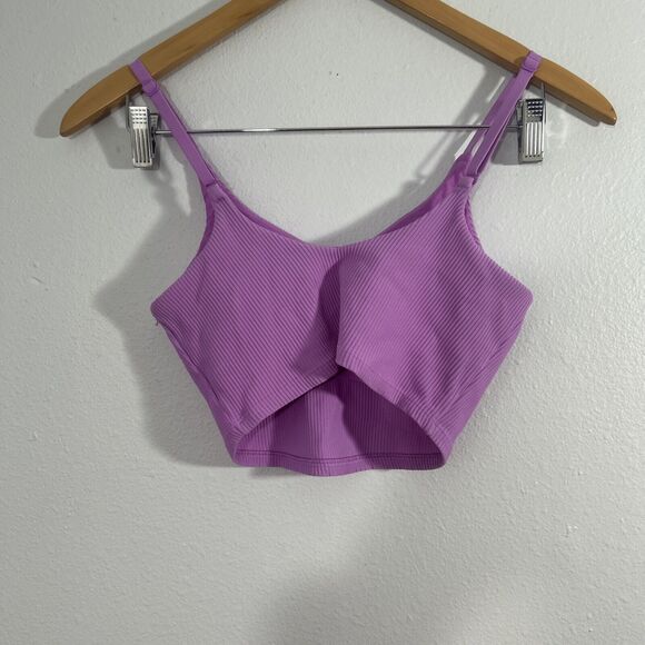 Athleta Crop Top Womens Extra Small TP Purple Athletic Ribbed Fitted Running‎ - Picture 2 of 6